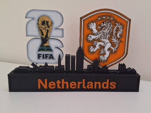 Nederland Skyline Display – Wereldbeker Editie – 3D Geprint – 23 cm