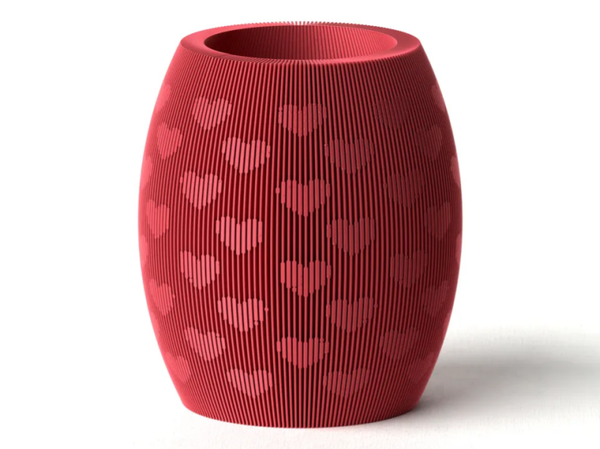 Valentine vaas – 3D geprint met hartjes | 18 cm