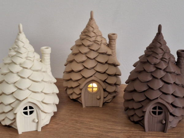 Dennenappelhuisje voor LED-Theelichtje – Staand & Hangend