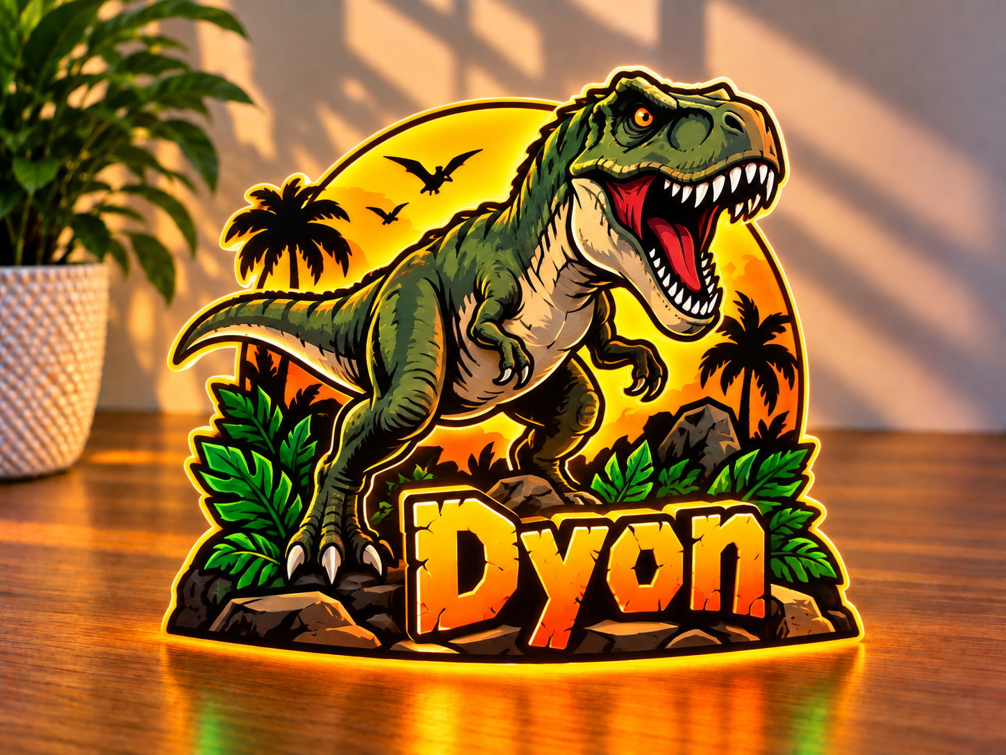 Dino LED Lamp met Naam – Kies je Dinosaurus