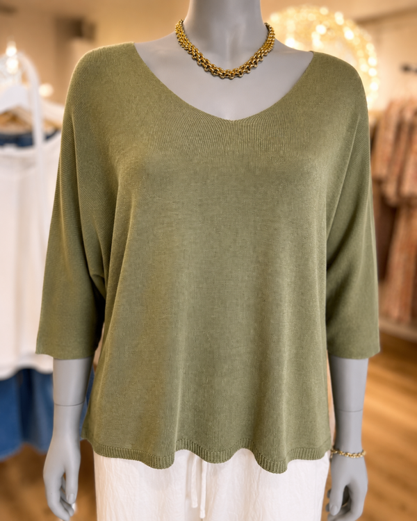 Oversize Oberteil khaki Modal-Viskose Mix