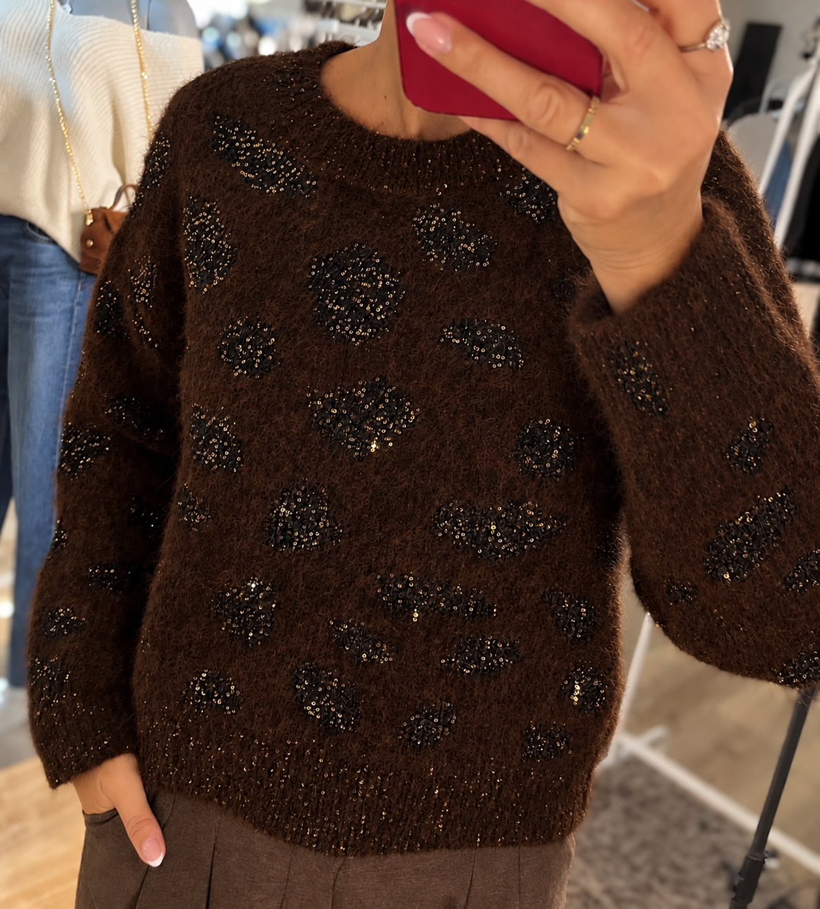Molly Bracken Leo Pullover Chocolate mit Glitzer