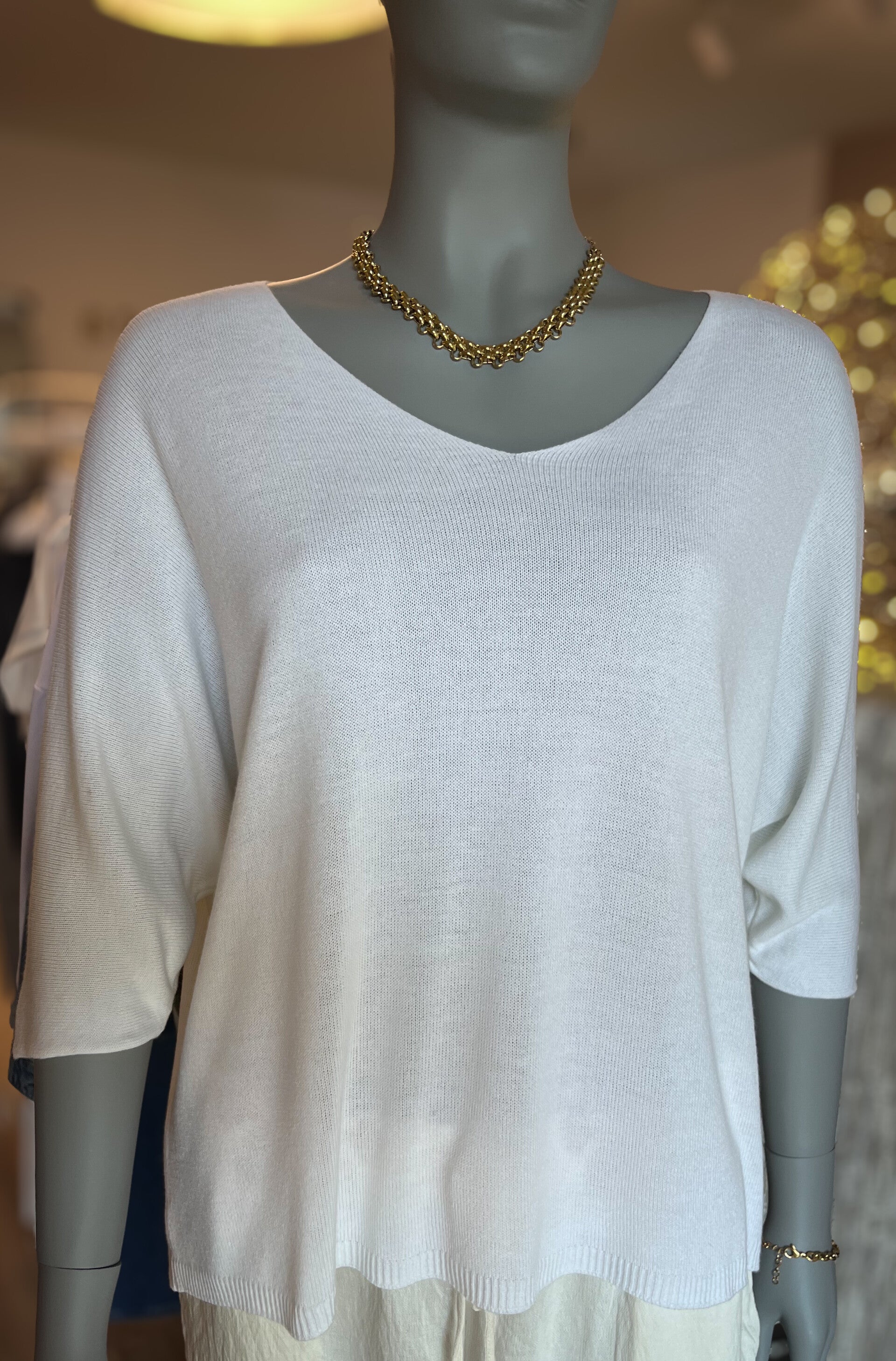 Oversize Oberteil weiß Modal-Viskose Mix