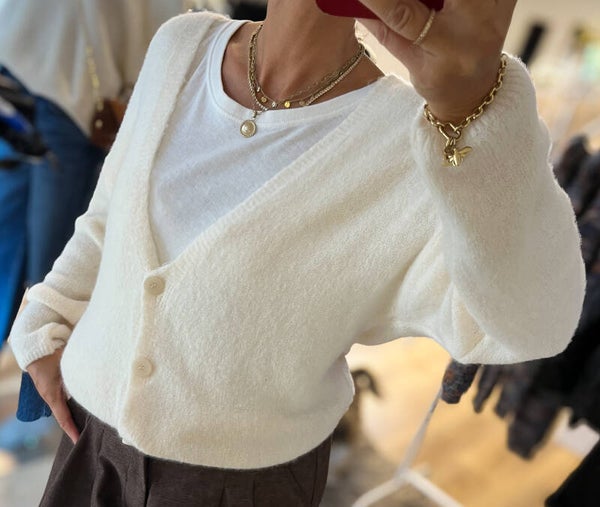 Kuscheliger Cardigan in Creme mit Alpaka
