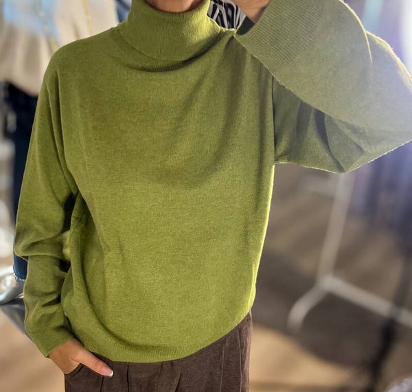 Molly Bracken Rollkragenpullover Lime Green – weicher Strickpullover