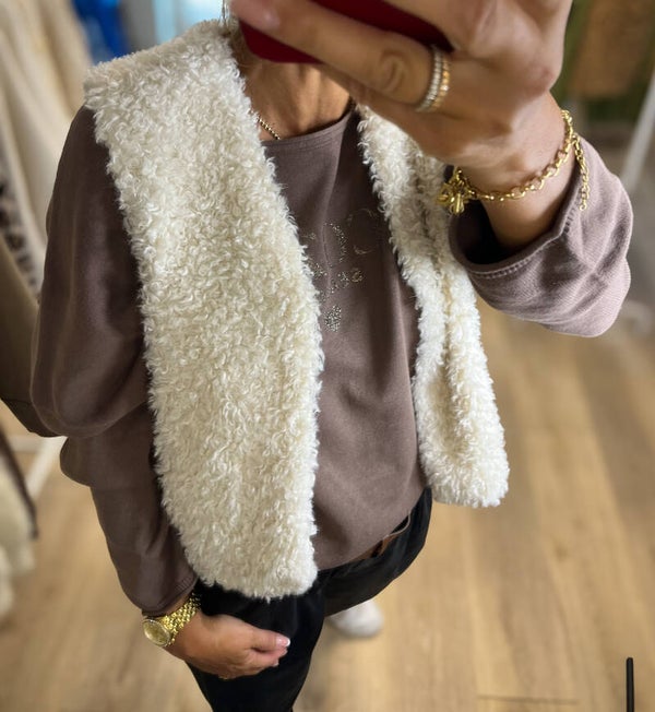 Molly Bracken Teddyweste Offwhite – ärmellose Damenweste