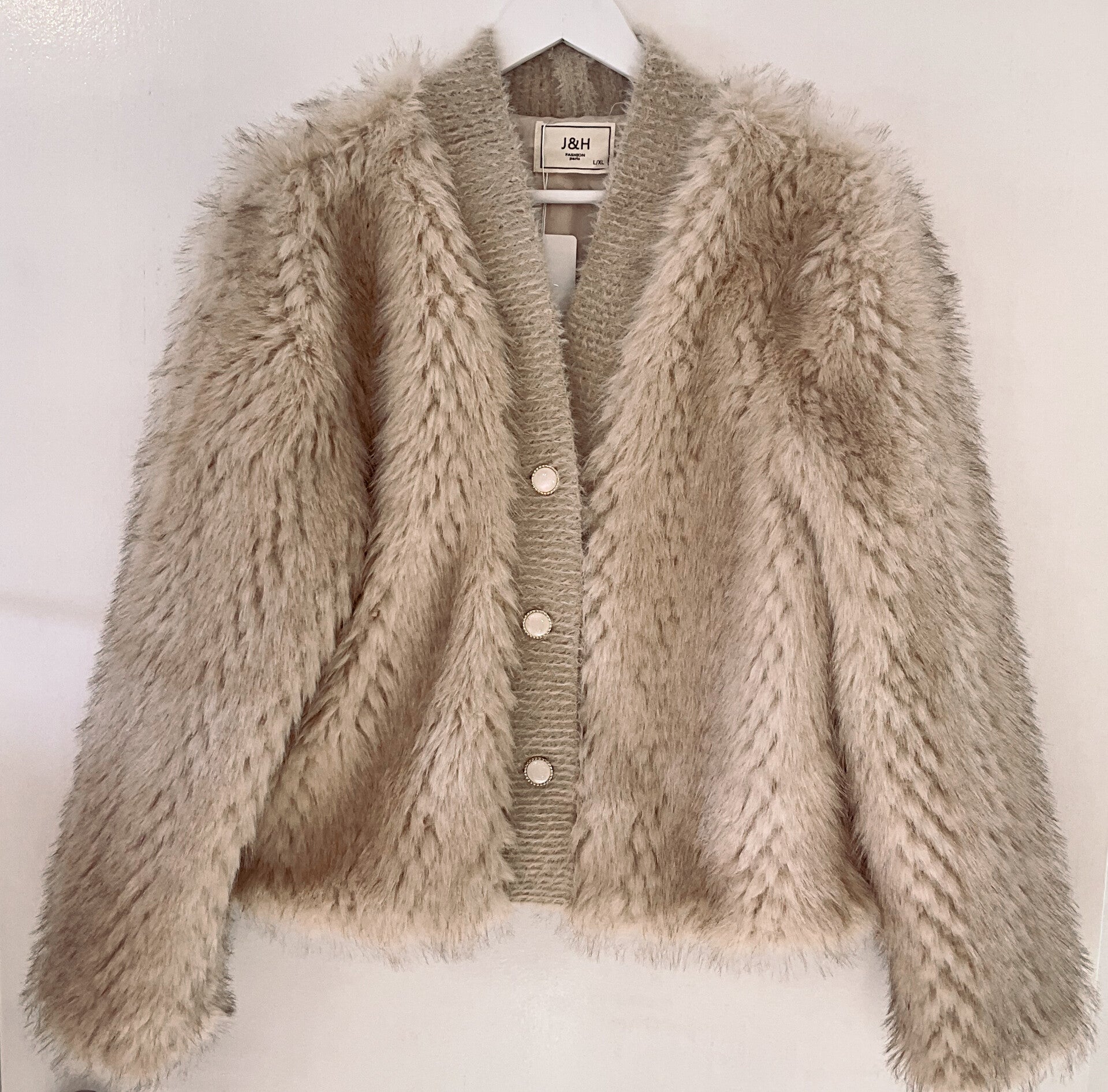 Kunstfell Jacke creme - taupe