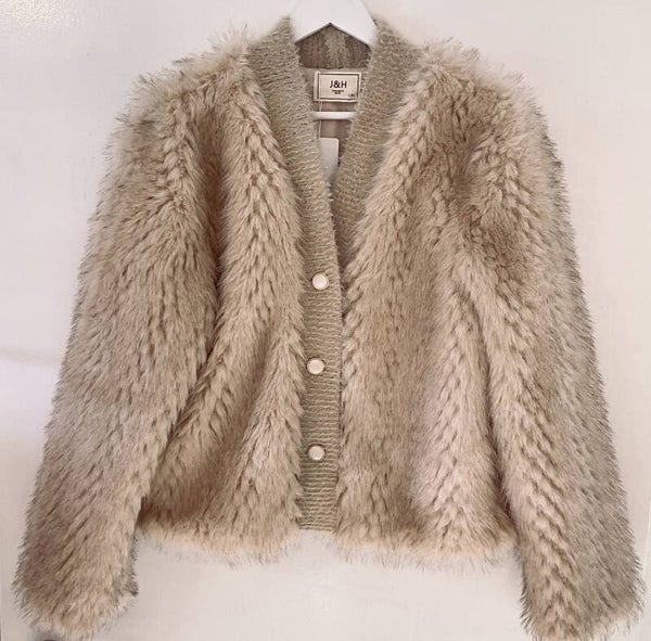 Kunstfell Jacke creme - taupe