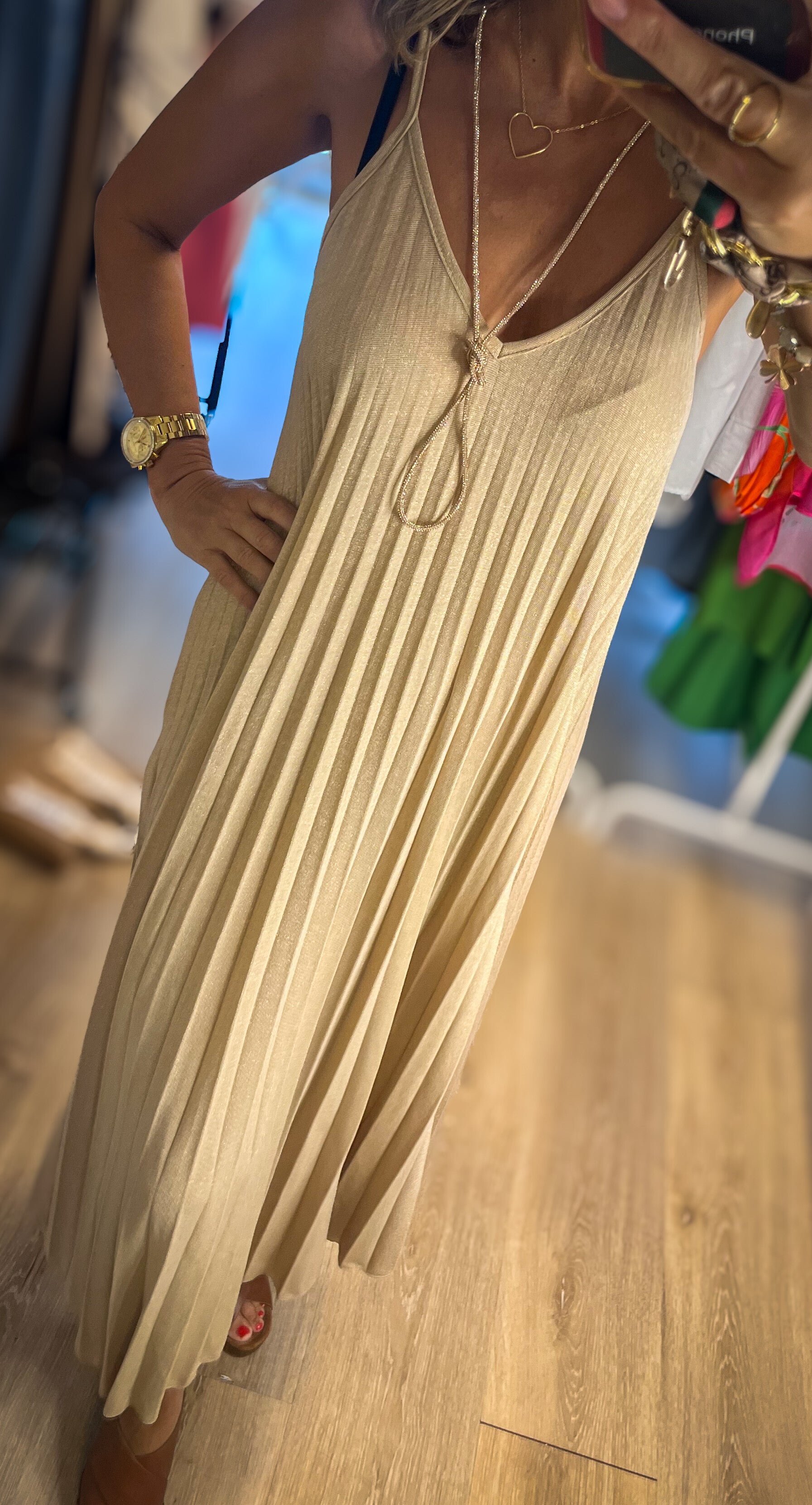 Plisee Kleid Champagnerschimmer