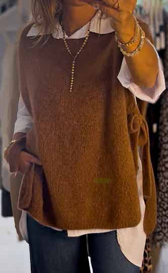 Poncho braun mit seitlicher Schleife