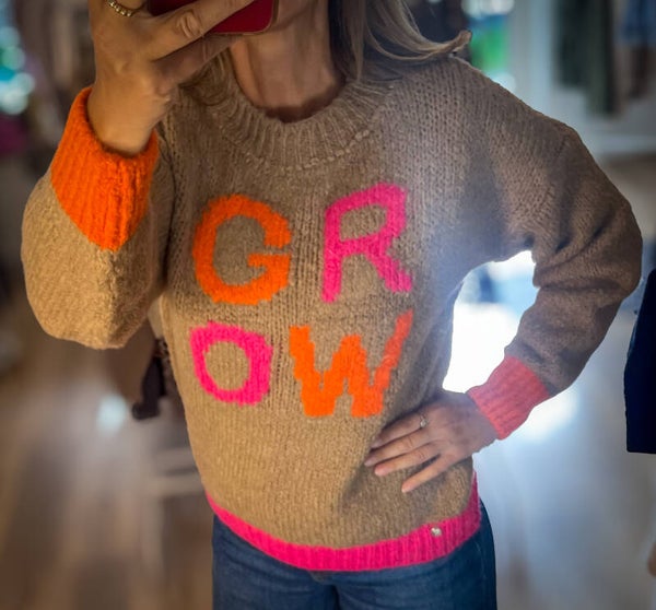 Strickpullover camel pink orange Heartkiss