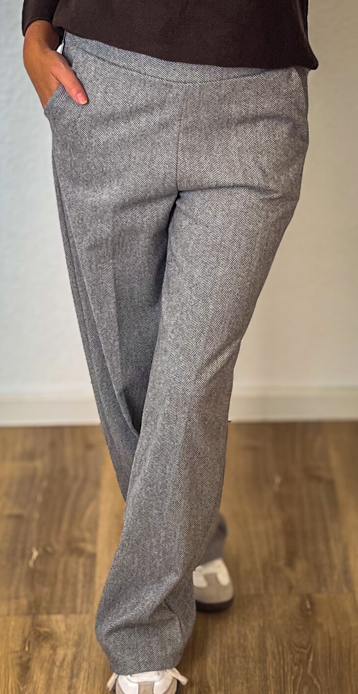 Hose Fischgräte grau