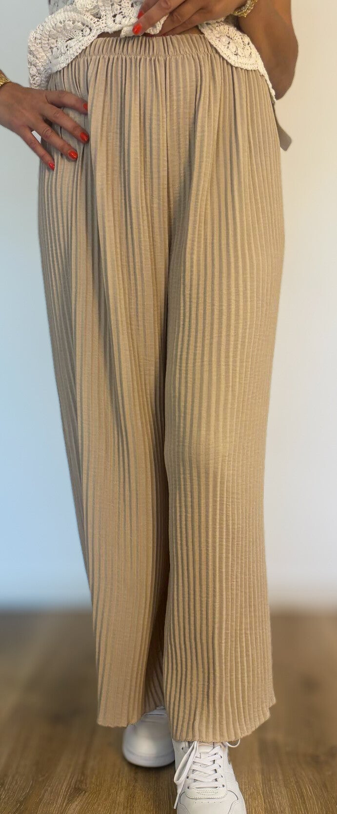 Plisseehose beige