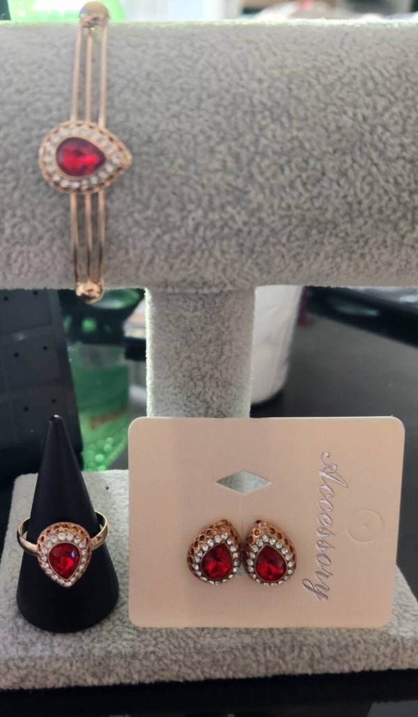 Damen Armreif + Ring + Ohrringe