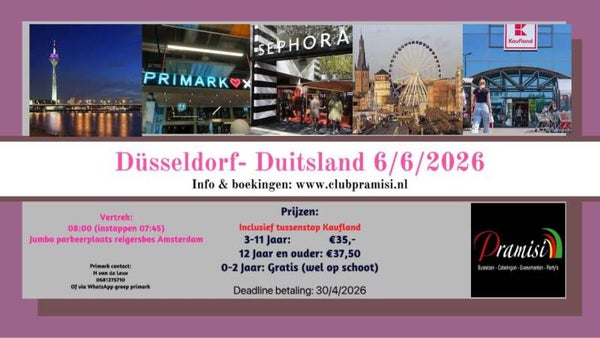 Primark busreis Düsseldorf