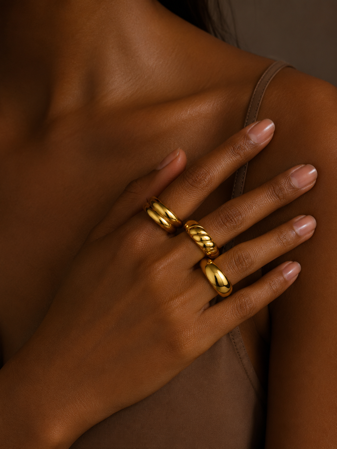 Set of three 18k Gold plated rings