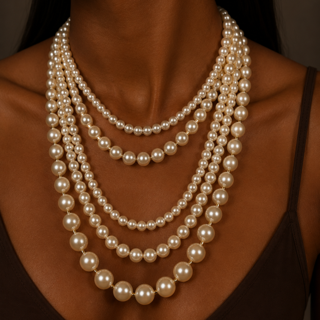 Faux Pearl Layered Necklace