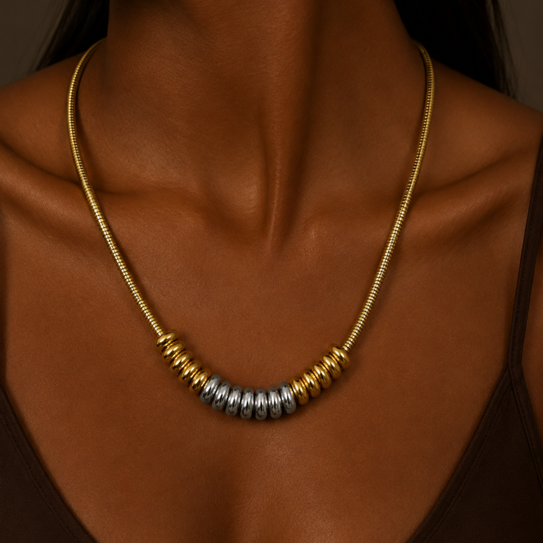 Gold and silver necklace