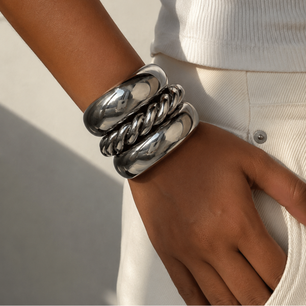 Chunky Silver Bangles