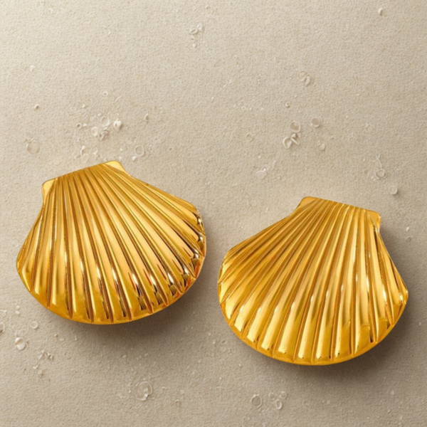 Gold shell earrings