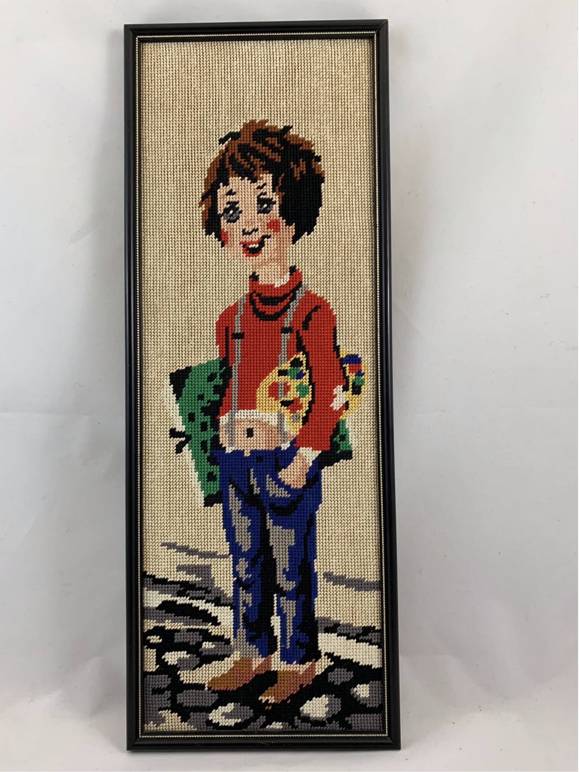 Vintage geborduurde Royal Paris Big Eyes artist, jaren '70