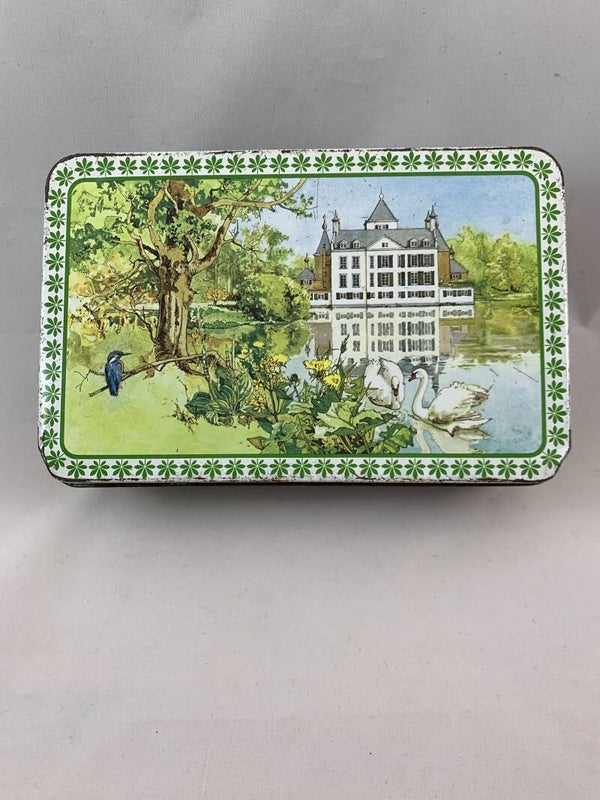 Verkadeblik met kasteel Renswoude, zwanen en ijsvogel,