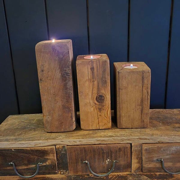 Houten waxine blokken