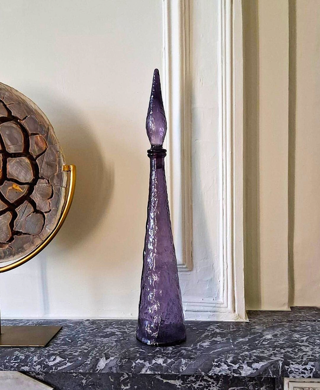 Grande carafe Empoli “Genie Bottle” – Italie, verre soufflé mauve