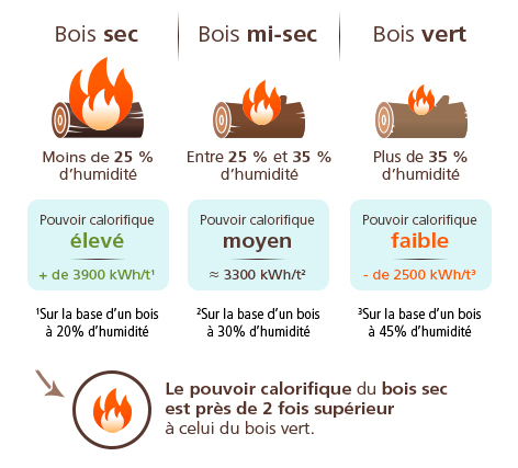 Pouvoir calorifique par essence de bois