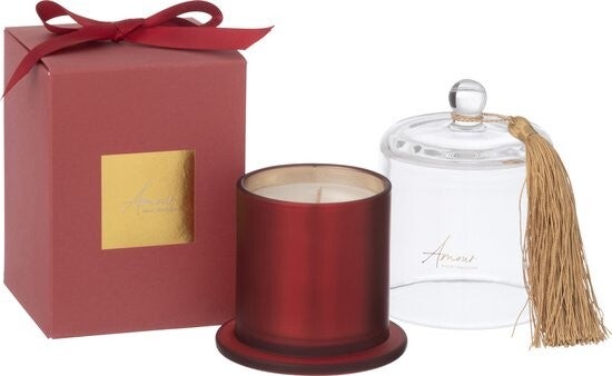 J-Line geurkaars stolp Amour - rood - small - 30U