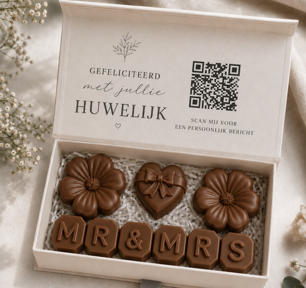 Cadeaubox chocolade mr&mrs qr code