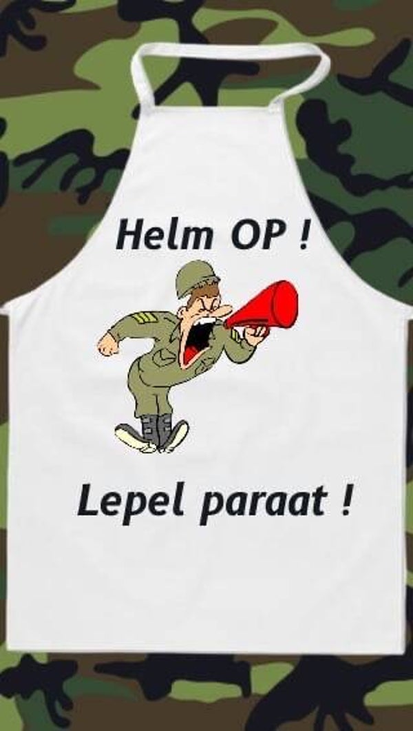 Keukenschort Helm op Lepel Paraat