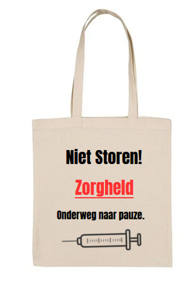 tas niet storen zorgheld op weg naar pauze rood