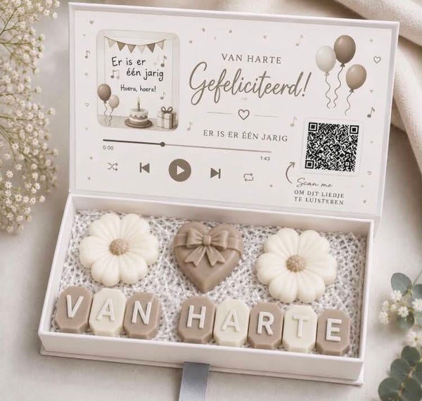 Waxmelt box qr code Van harte waxmelts.