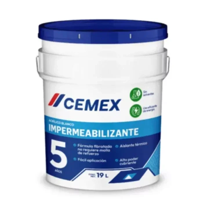 Cemex, Impermeabilizante Blanco 5 años, Cubeta 19 Lt