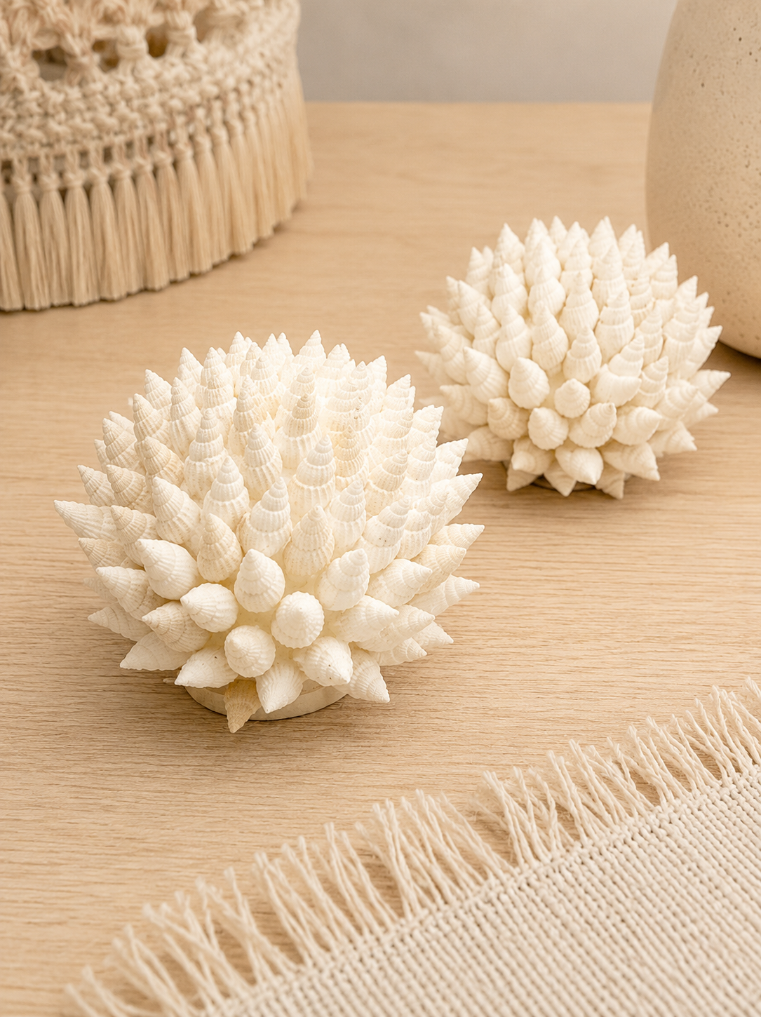 Boule de coquillages blancs sur galet M