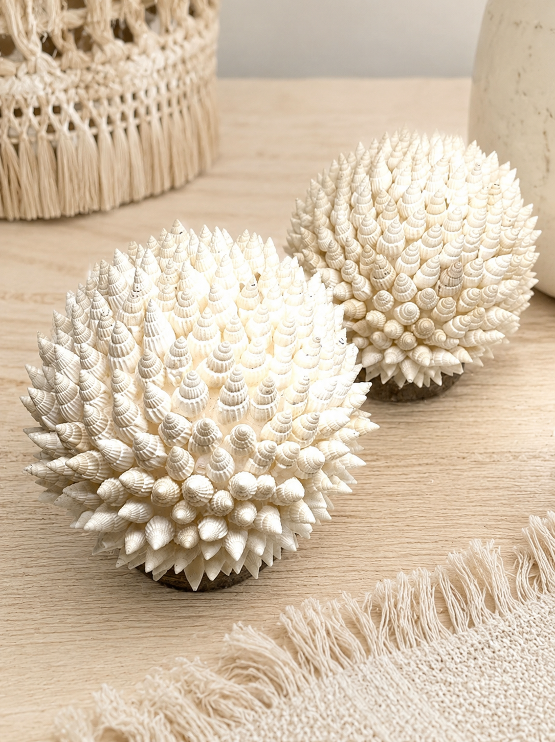 Boule de coquillages blancs sur galet L