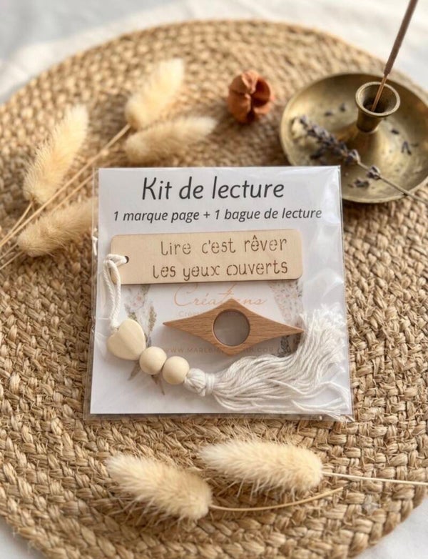 Kit de lecture : Marque pages en bois + bague de lecture