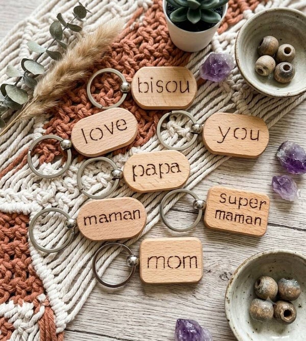 Porte-clés à message (rectangle épais)