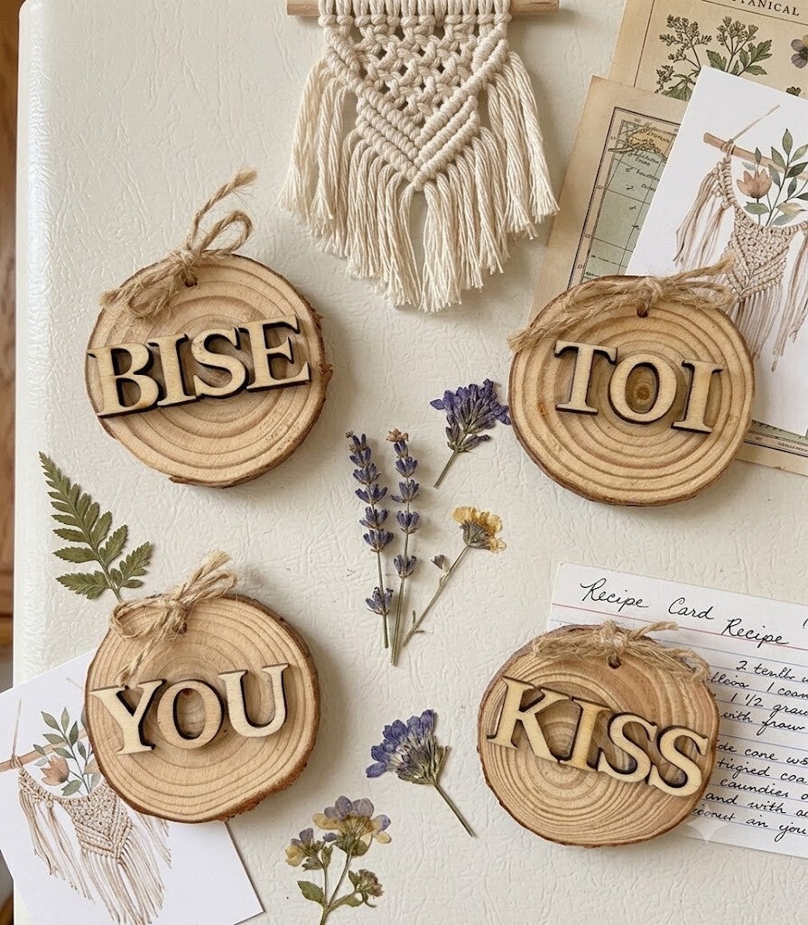 Magnet : Lettres sur galet en bois