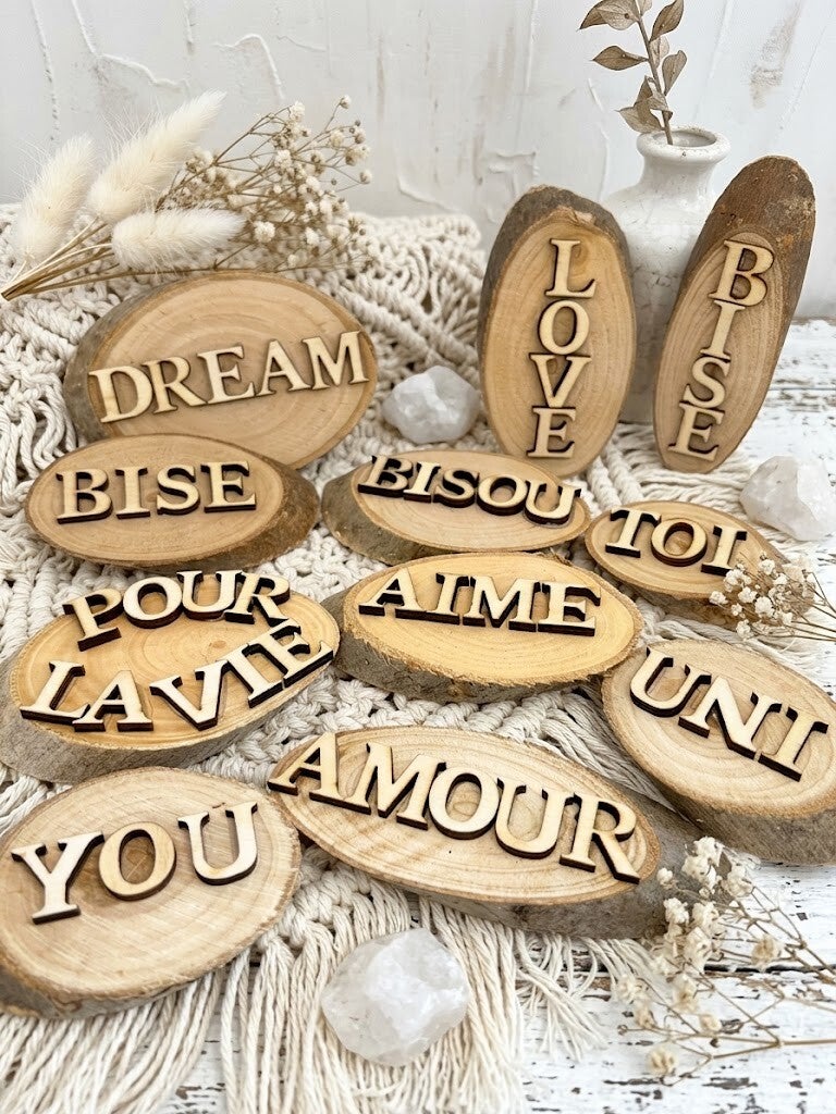 Galets à messages (Lettres en bois)