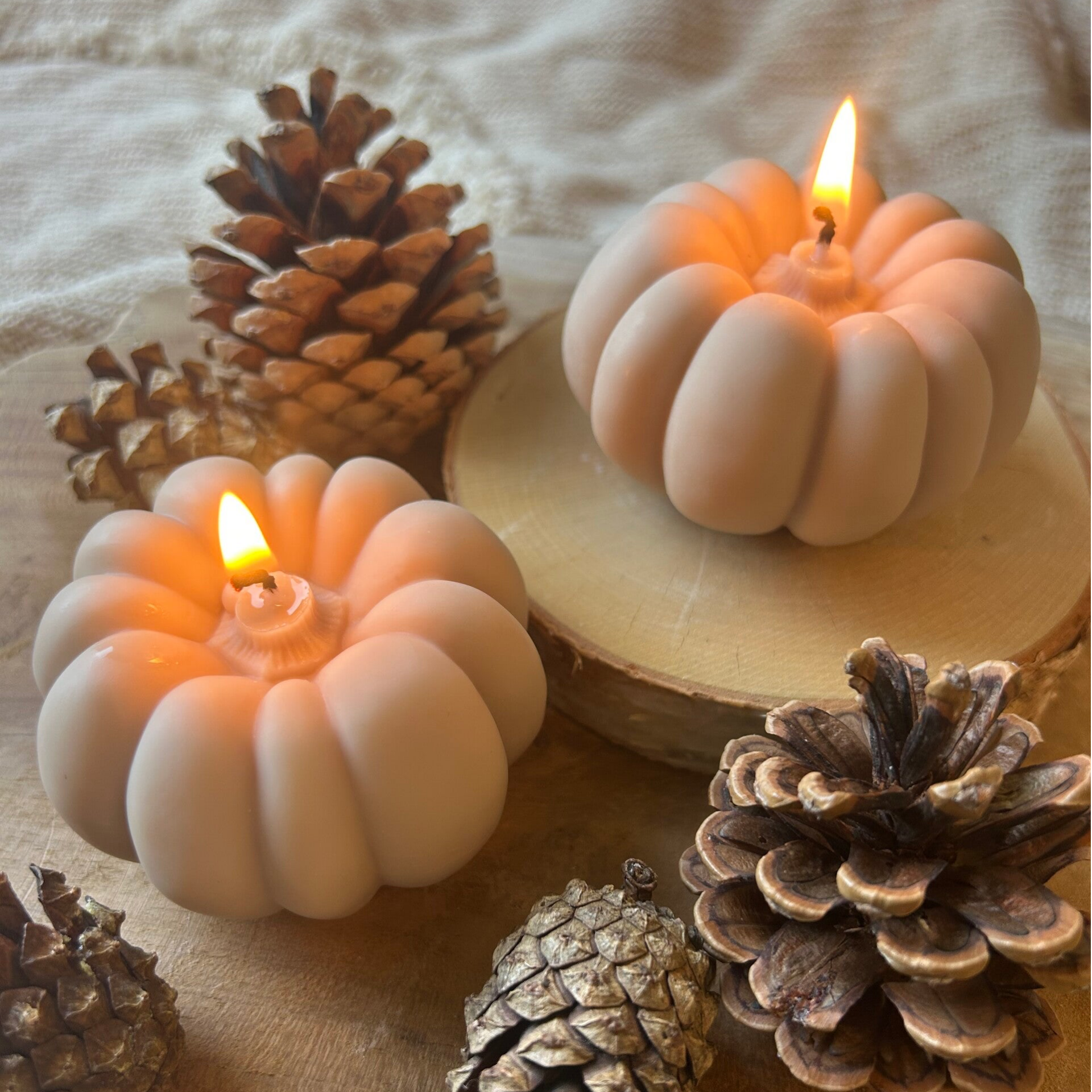 Beige Veya Pumpkin kaarsenset