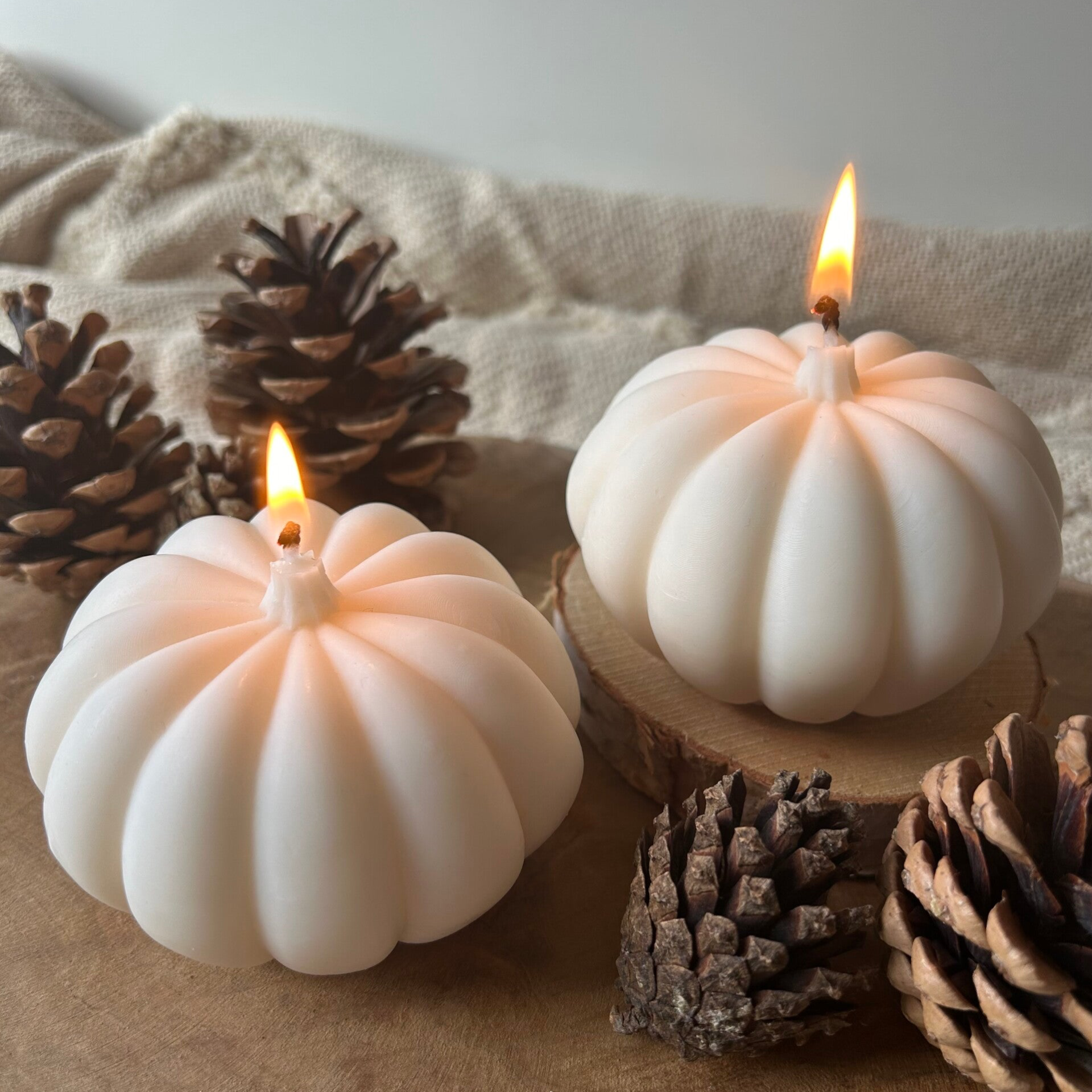 Pumpkin 2 delige kaarsenset XL wit