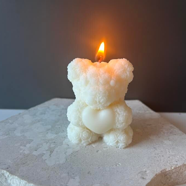 Rose Bear kaarsje