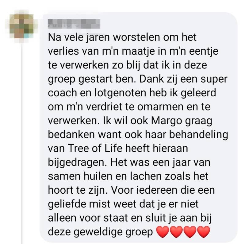 Review over hoe Soelaas en Coaching de Refflectie hebben geholpen bij de rouwverwerking