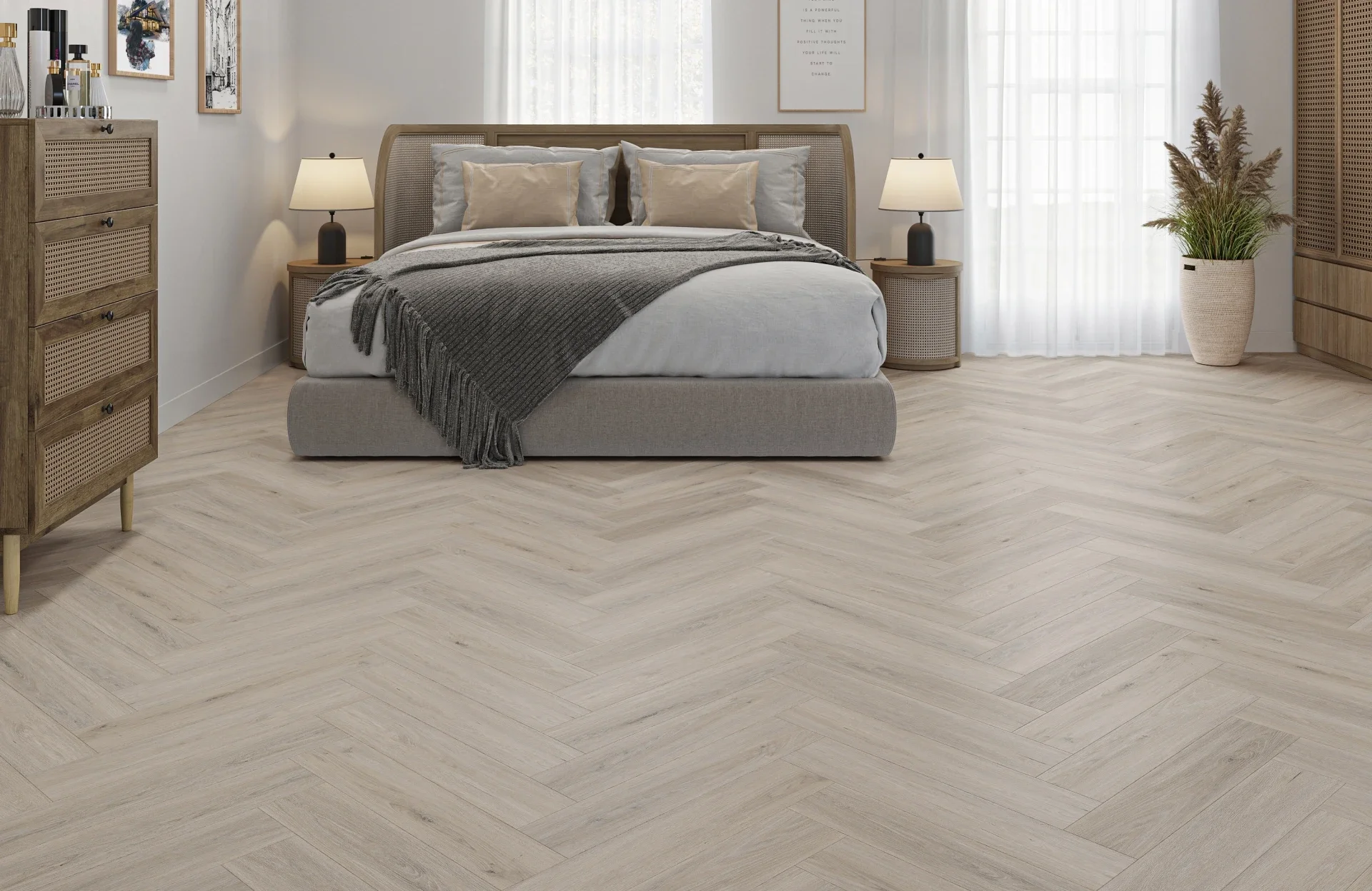 Classic Greige Herringbone Click Vinyl