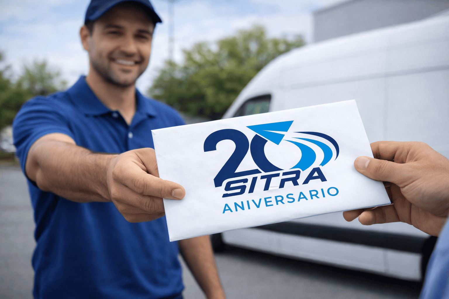 Conductor entregando paquete en Madrid