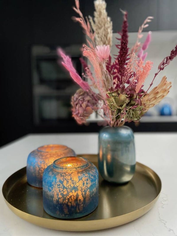 Afgeronde glazen vaas blauw