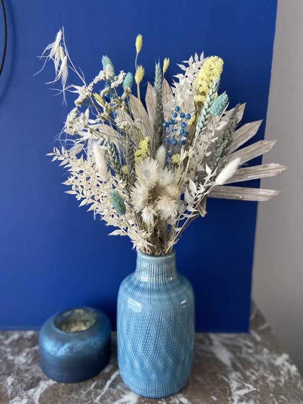 Vaas keramiek azuurblauw met tekening