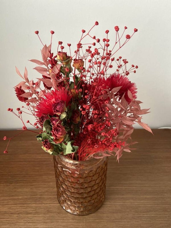 Blushkleurige glazen vaas/windlicht